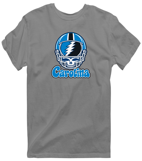 Carolina Helmet Stealie Premium Unisex T-Shirt — Carolina Panthers — Dark Heather