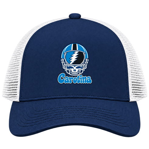 Carolina Helmet Stealie Premium Unisex Trucker Cap — Carolina Panthers — Navy/White