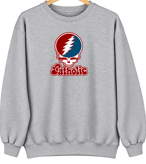 Catholic Stealie Premium Unisex Crewneck — Design: Catholic University of America — Sport Grey