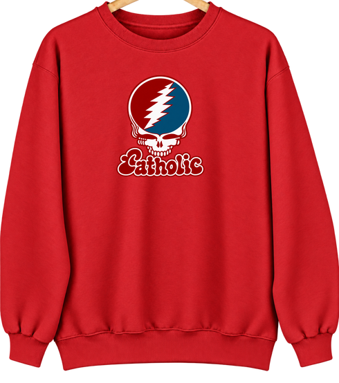 Catholic Stealie Premium Unisex Crewneck — Design: Catholic University of America — Red