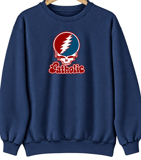 Catholic Stealie Premium Unisex Crewneck — Design: Catholic University of America — Navy