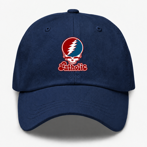 Catholic Stealie Premium Unisex Dad Hat — Design: Catholic University of America — Navy