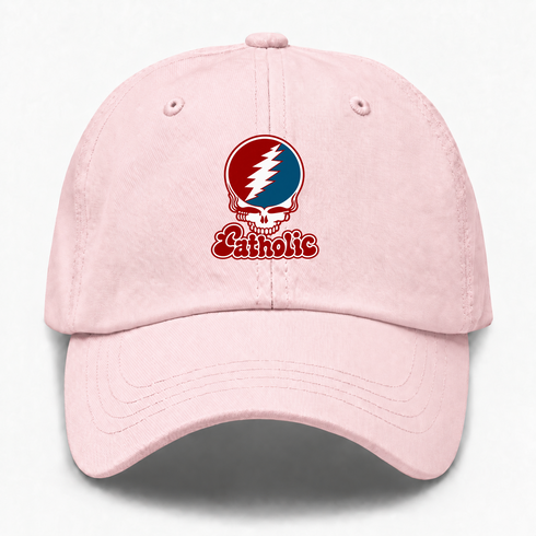 Catholic Stealie Premium Unisex Dad Hat — Design: Catholic University of America — Pink