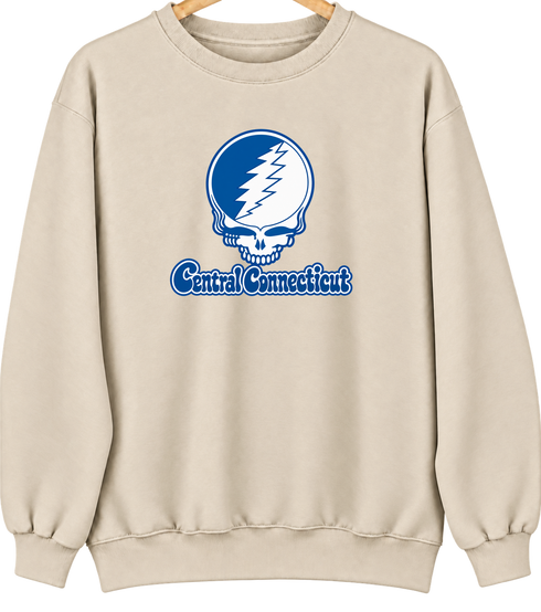 Central Connecticut Stealie Premium Unisex Crewneck — Design: Central Connecticut State University — Sand
