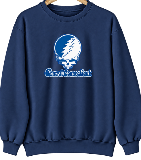 Central Connecticut Stealie Premium Unisex Crewneck — Design: Central Connecticut State University — Navy