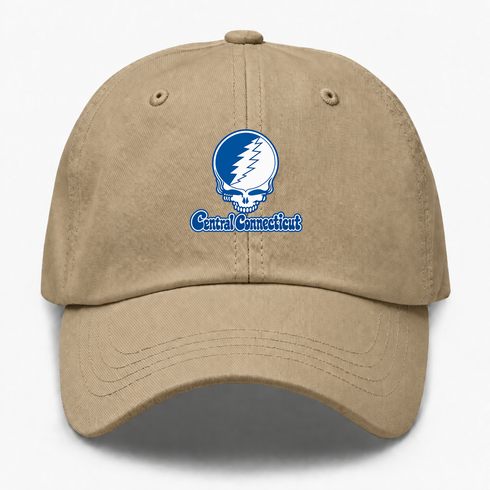 Central Connecticut Stealie Premium Unisex Dad Hat — Design: Central Connecticut State University — Khaki