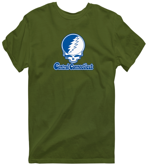 Central Connecticut Stealie Premium Unisex T-Shirt — Design: Central Connecticut State University — Military Green