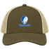 Central Connecticut Stealie Premium Unisex Trucker Cap — Design: Central Connecticut State University — Moss/Khaki