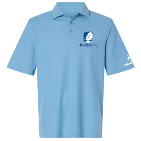 Central Connecticut Stealie Premium Unisex Polo — Design: Central Connecticut State University — Blue