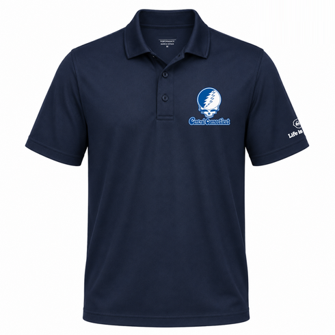 Central Connecticut Stealie Premium Unisex Polo — Design: Central Connecticut State University — Navy