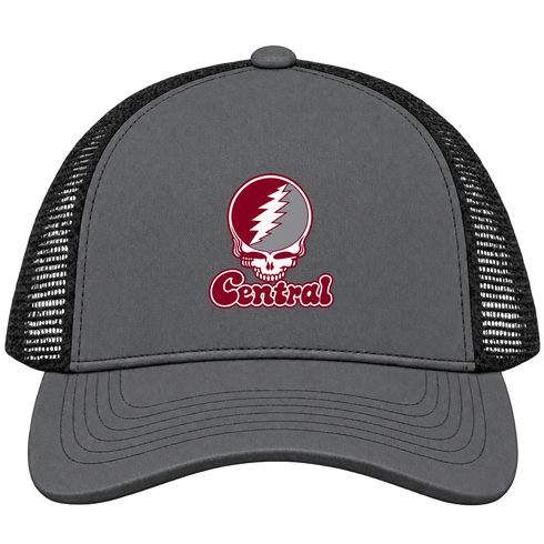 Central Stealie Premium Unisex Trucker Cap — Design: North Carolina Central University — Charcoal/Black