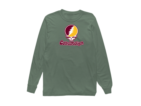 Central Michigan Stealie Premium Unisex Long-Sleeve — Design: Central Michigan University — Light Green