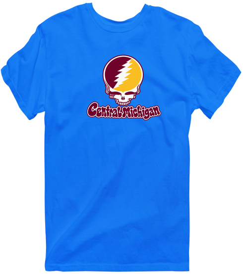 Central Michigan Stealie Premium Unisex T-Shirt — Design: Central Michigan University — Royal