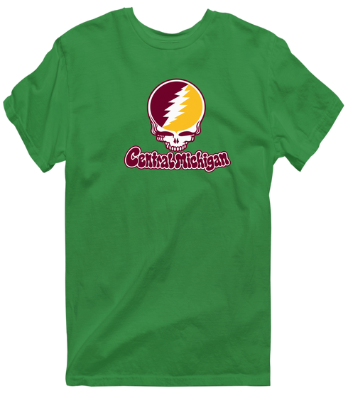 Central Michigan Stealie Premium Unisex T-Shirt — Design: Central Michigan University — Irish Green