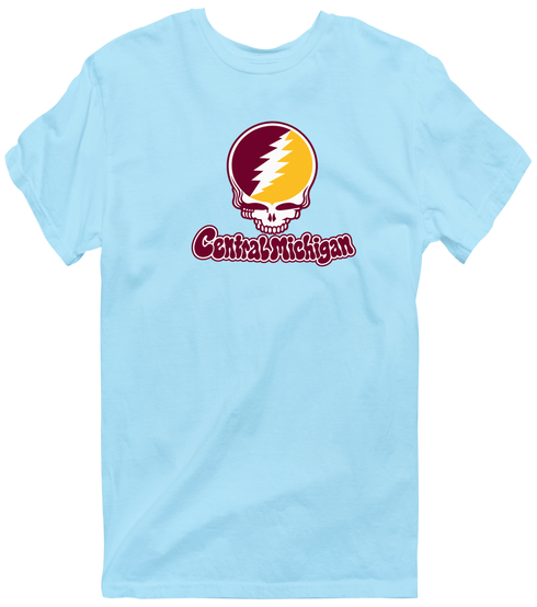 Central Michigan Stealie Premium Unisex T-Shirt — Design: Central Michigan University — Light Blue