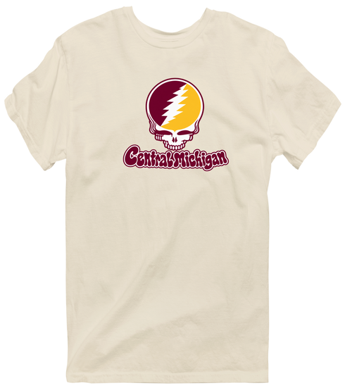 Central Michigan Stealie Premium Unisex T-Shirt — Design: Central Michigan University — Sand