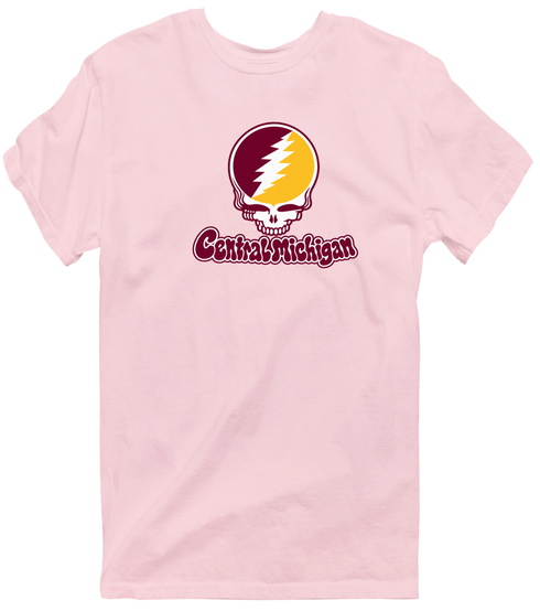 Central Michigan Stealie Premium Unisex T-Shirt — Design: Central Michigan University — Light Pink