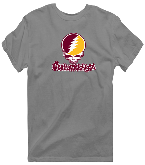 Central Michigan Stealie Premium Unisex T-Shirt — Design: Central Michigan University — Dark Heather