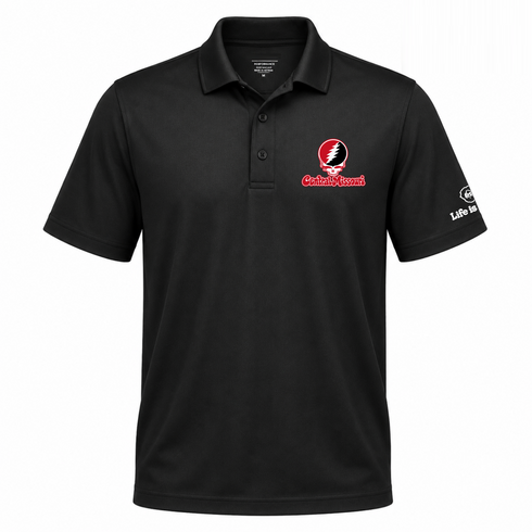 Central Missouri Stealie Premium Unisex Polo — Design: Central Missouri University of — Black