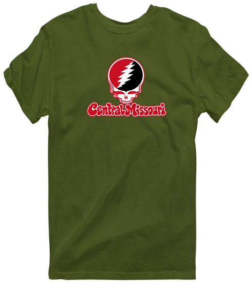 Central Missouri Stealie Premium Unisex T-Shirt — Design: Central Missouri University of — Military Green