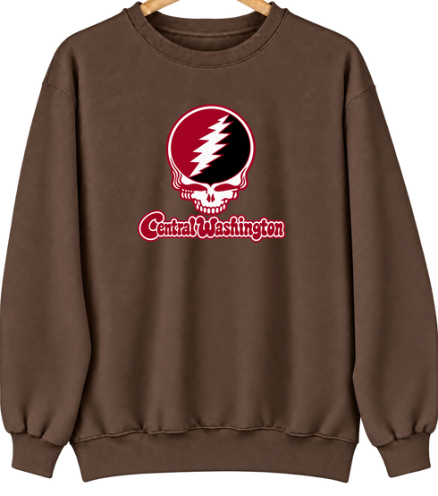 Central Washington Stealie Premium Unisex Crewneck — Design: Central Washington University — Brown
