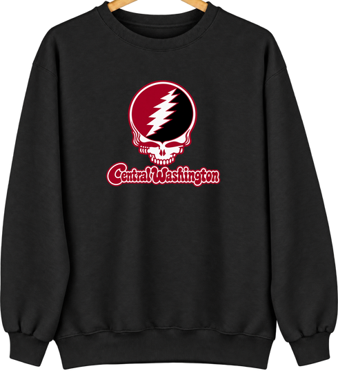 Central Washington Stealie Premium Unisex Crewneck — Design: Central Washington University — Black
