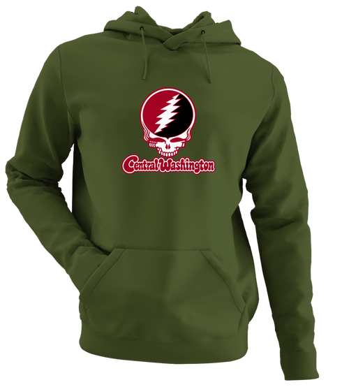 Central Washington Stealie Premium Unisex Hoodie — Design: Central Washington University — Military Green