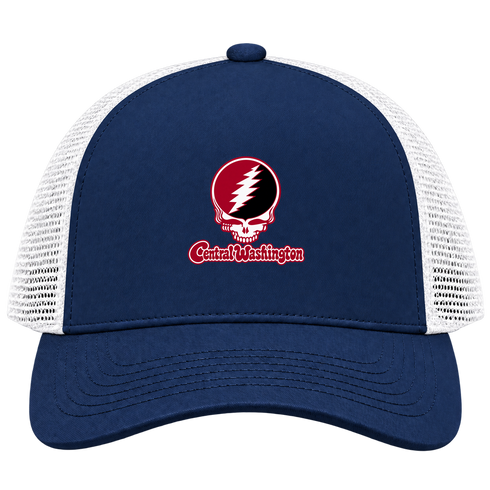 Central Washington Stealie Premium Unisex Trucker Cap — Design: Central Washington University — Navy/White