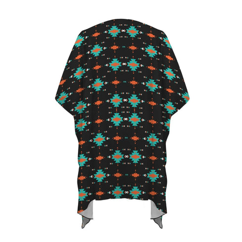 Grateful Dead - Black Turquoise Orange Aztec Duster Kimono Coverup - StealieShop