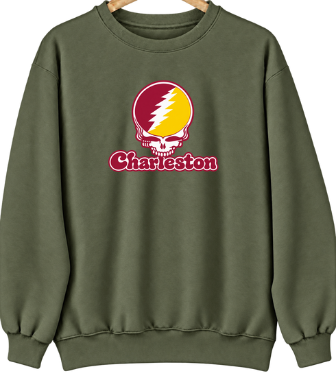 Charleston Stealie Premium Unisex Crewneck — Design: Charleston University of — Military Green