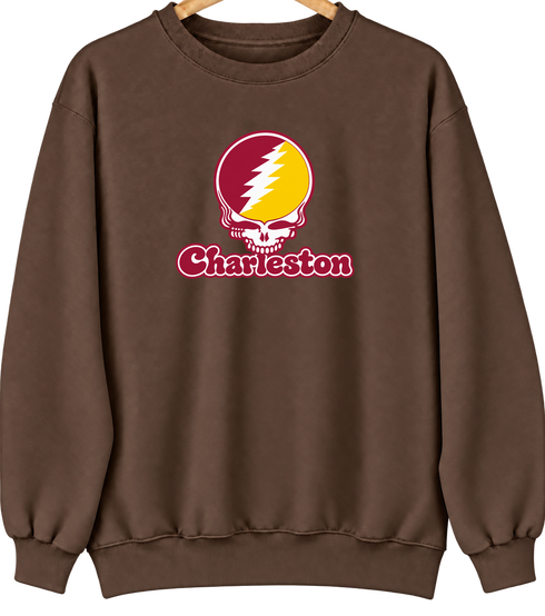 Charleston Stealie Premium Unisex Crewneck — Design: Charleston University of — Brown