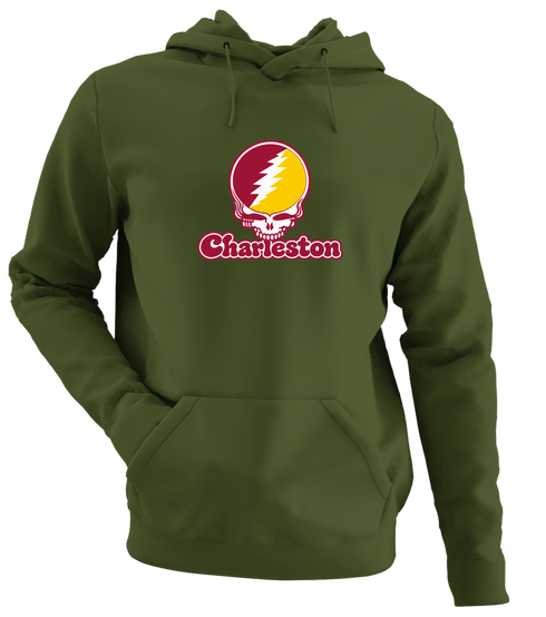Charleston Stealie Premium Unisex Hoodie — Design: Charleston University of — Military Green