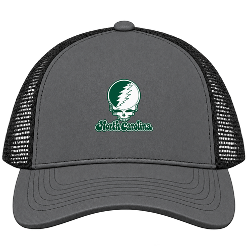 Charlotte Stealie Premium Unisex Trucker Cap — Design: North Carolina University of Charlotte — Charcoal/Black