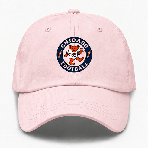 Chicago Football Dancing Bear Premium Dad Hat — Chicago Bears — Pink