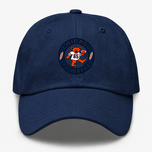 Chicago Football Dancing Bear Premium Dad Hat — Chicago Bears — Navy