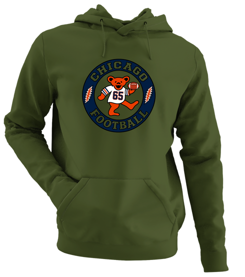 Chicago Football Dancing Bear Premium Hoodie — Chicago Bears — Military Green