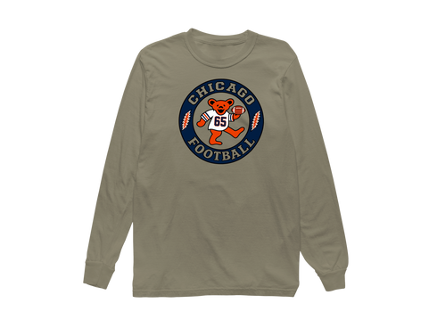 Chicago Football Dancing Bear Premium Long-Sleeve — Chicago Bears — Sandstone
