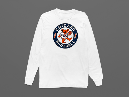 Chicago Football Dancing Bear Premium Long-Sleeve — Chicago Bears — White