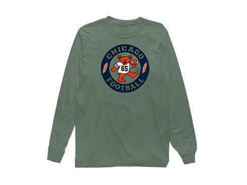 Chicago Football Dancing Bear Premium Long-Sleeve — Chicago Bears — Light Green