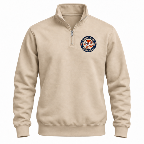 Chicago Football Dancing Bear Premium Quarter-Zip — Chicago Bears — Sand
