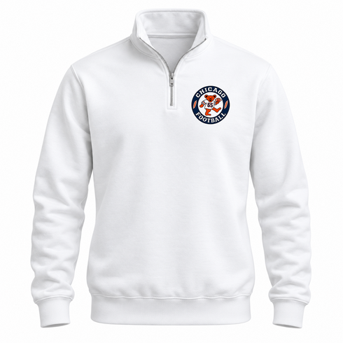 Chicago Football Dancing Bear Premium Quarter-Zip — Chicago Bears — White