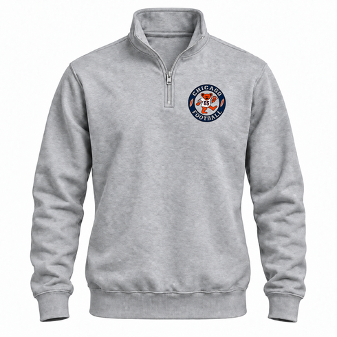Chicago Football Dancing Bear Premium Quarter-Zip — Chicago Bears — Sport Grey