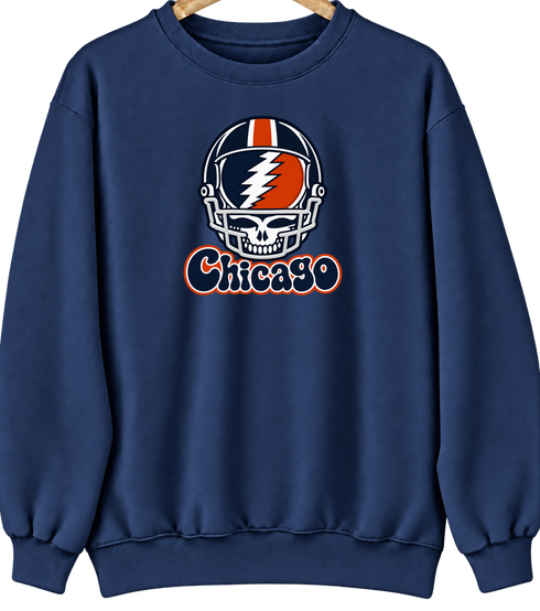 Chicago Helmet Stealie Premium Unisex Crewneck — Chicago Bears — Navy