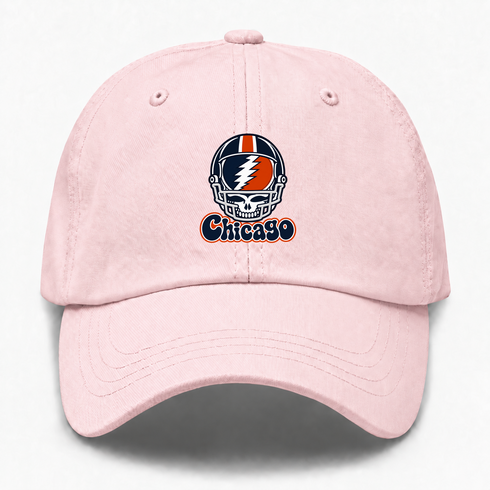 Chicago Helmet Stealie Premium Unisex Dad Hat — Chicago Bears — Pink