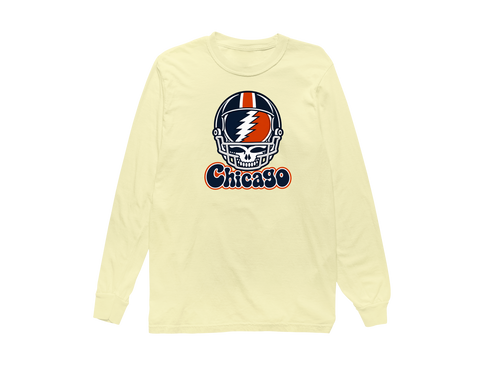 Chicago Helmet Stealie Premium Unisex Long-Sleeve — Chicago Bears — Butter