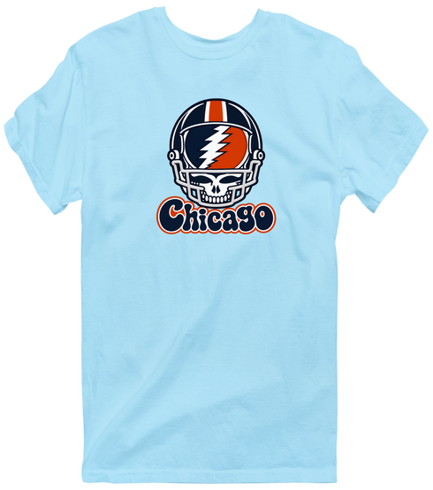 Chicago Helmet Stealie Premium Unisex T-Shirt — Chicago Bears — Light Blue