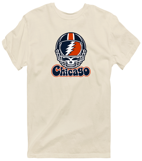 Chicago Helmet Stealie Premium Unisex T-Shirt — Chicago Bears — Sand