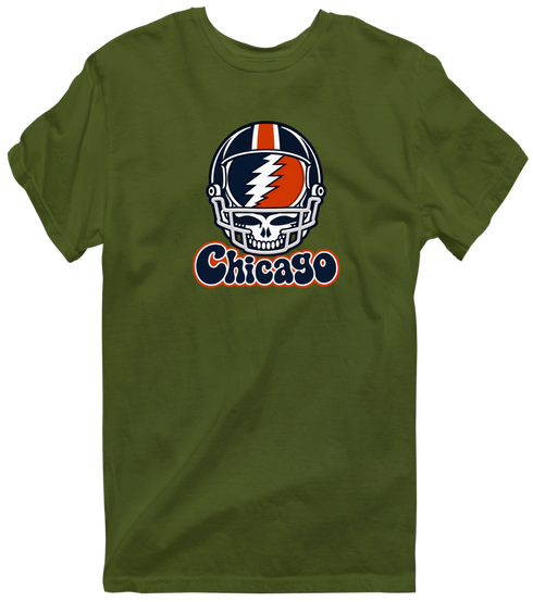 Chicago Helmet Stealie Premium Unisex T-Shirt — Chicago Bears — Military Green