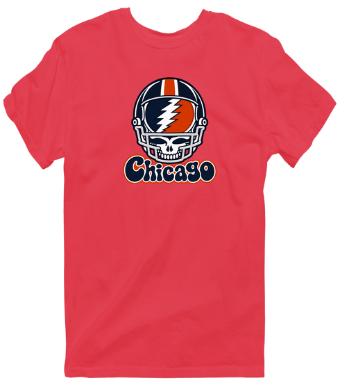 Chicago Helmet Stealie Premium Unisex T-Shirt — Chicago Bears — Heather Red
