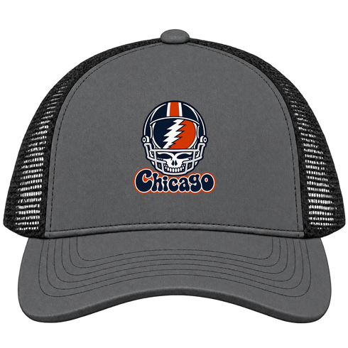 Chicago Helmet Stealie Premium Unisex Trucker Cap — Chicago Bears — Charcoal/Black
